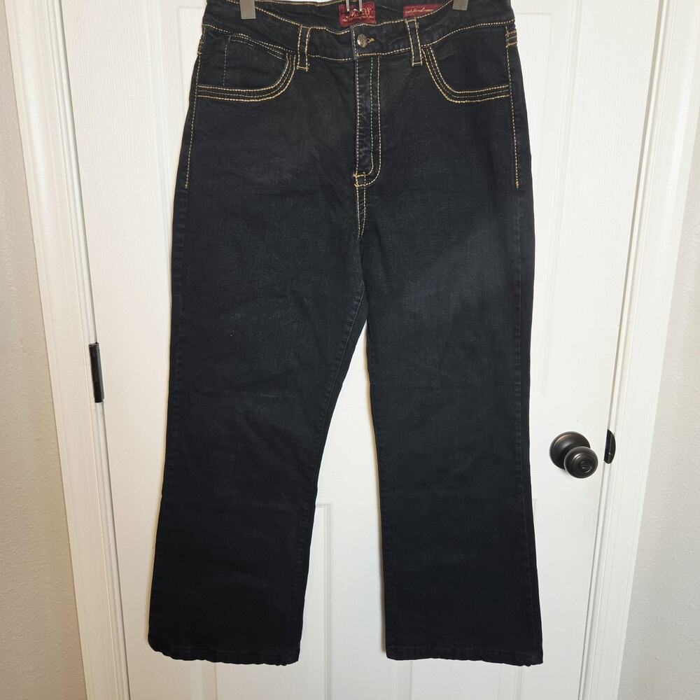 NYDJ Jeans Womens 16W Blue Dark Wash Straight 5 Pocket Stretch Made In USA Denim